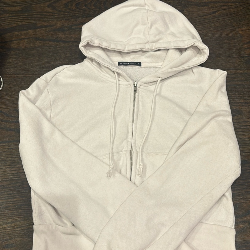 White Brandy Melville cropped zip up